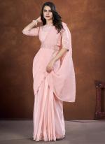 Banarasi Crush Silk Light Peach Party Wear Sequence Work Saree